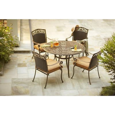 Martha Stewart Living Patio Tables. Miramar II 5-Piece Patio Dining Set with Tan Cushions