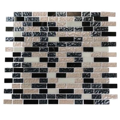 Splashback Glass Tile 12 in. x 12 in. Roadway Marble And Glass Mosaic Floor and Wall Tile