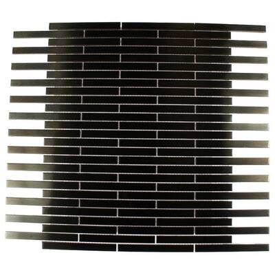 Splashback Glass Tile Metal Nero Stainless Steel Stick 12 in. x 12 in. MetalMosaic Floor and Wall Tile METAL NERO STAINLESS STEEL BRICK
