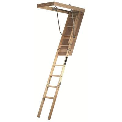 Premium Series 7 ft. - 8 ft. 9 in., 22.5 in x 54 in. Wood Attic Ladder ...
