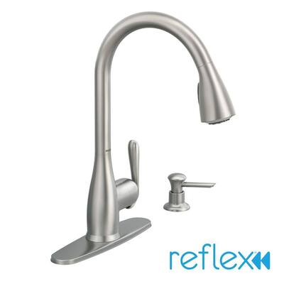 MOEN Kitchen Faucets. Haysfield Single-Handle Pull-Down Sprayer Kitchen Faucet featuring Reflex in Spot Resist Stainless