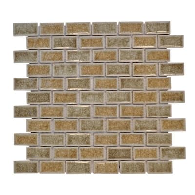 Jeffrey Court 12 in. x 12 in. Silver Quill Crackle Glass Mosaic Tile 99410