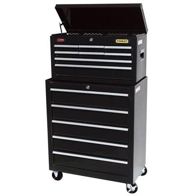 Stanley 24 in. 13-Drawer Chest and Cabinet Set, Black