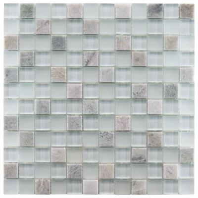 SomerTile Sierra 11-3/4 x 11-3/4 Glass and Stone Square Mosaic in Ming