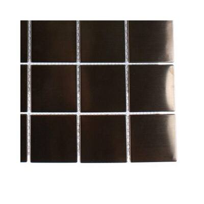 Splashback Glass Tile Metal Rouge Square Stainless Steel Floor and Wall Tile - 6 in. x 6 in. Tile Sample R1D4 METAL TILES