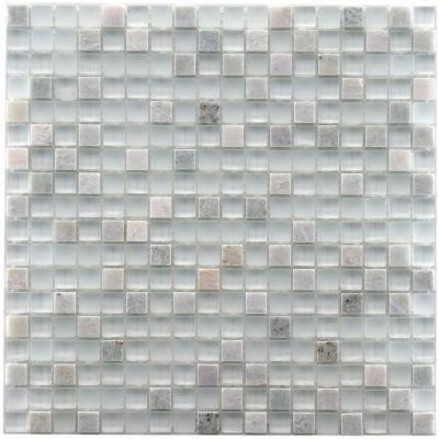 SomerTile Sierra 11-3/4 x 11-3/4 Glass and Stone Mini Mosaic in Ming