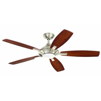... Decorators Collection Petersford 52 in. LED Brushed Nickel Ceiling Fan