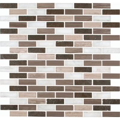 M.S. International Inc. Arctic Storm 12 in. x 12 in. Honed Marble Mesh-Mounted Mosaic Floor and Wall Tile AS-10mm