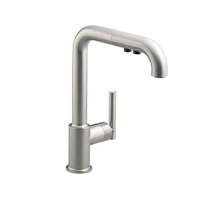 KOHLER Kitchen Faucets. Purist Primary Pull-Out Sprayer Kitchen Faucet in Vibrant Stainless