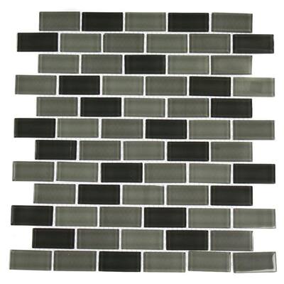 Splashback Glass Tile Shade 12 in. x 12 in. Glass Mosaic Floor and Wall Tile SHADE 1X2