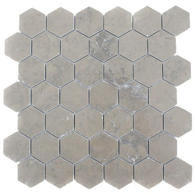 Splashback Glass Tile Medieval Hexagon Polished 12 in. x 12 in. Marble Floor and Wall Tile MEDIEVAL HEXAGON POLISHED MARBLE TILE