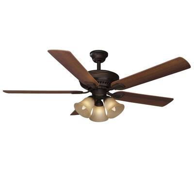 Hampton Bay Campbell 52 in. Mediterranean Bronze Ceiling Fan with Remote 51350