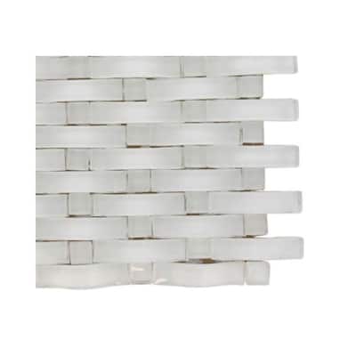 Splashback Glass Tile Contempo Curve Bright White Dot Glass Floor and Wall Tile - 6 in. x 6 in. Tile Sample R4C4 GLASS TILE