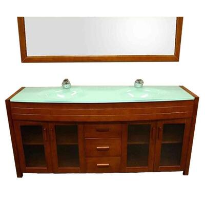 Design Element Waterfall 72 Double Sink Vanity Set - Honey Oak