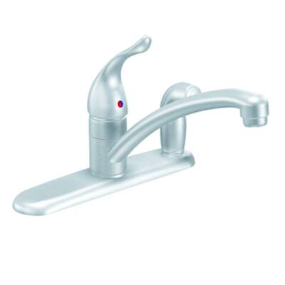 MOEN Kitchen Faucets. Chateau Single-Handle Kitchen Faucet with Side Spray in Deck Plate in Brushed Chrome