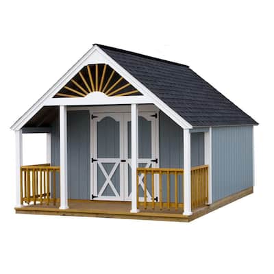 Garden Shed 12 ft. x 16 ft. Wood Storage Shed Kit and 4 ft. Porch with ...