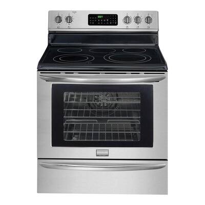Frigidaire 30 in. 5.8 cu. ft. Electric Range with Self-Cleaning Convection Oven in Stainless Steel FGEF3055MF