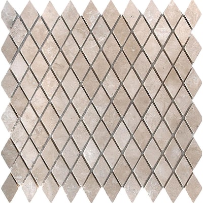 M.S. International Inc. Colisseum 1 in. x 1 in. Rhomboid Mosaic Tumbled Travertine Floor & Wall Tile SMOT-DUR-1X1RBT