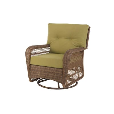 Furniture Charlotte on Charlottetown Brown All Weather Wicker Swivel Patio Chair With Green