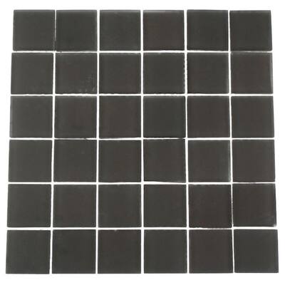 Splashback Glass Tile 12 in. x 12 in. Contempo Smoke Gray Frosted Glass Tile CONTEMPOSMOKEGRAYFROSTED2X2GLASSTILE