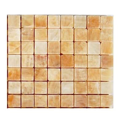 Splashback Glass Tile Honey Onyx 3/4 in. x 3/4 in. Marble Mosaic Tile - 6 in. x 6 in. Tile Sample L4B9