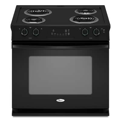 Whirlpool 4.5 cu. ft. Drop-In Electric Range with Self-Cleaning Oven in Black WDE150LVB