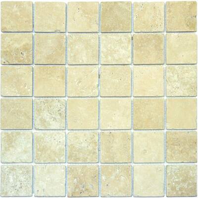 M.S. International Inc. 2 In. x 2 In. Chiaro Travertine Mosaic Floor & Wall Tile THDW3-SH-CH2X2T
