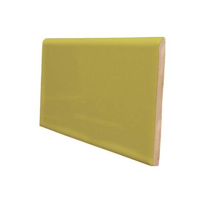 U.S. Ceramic Tile Color Collection Bright Chartreuse 3 in. x 6 in. Ceramic Surface Bullnose Wall Tile U712-S4369