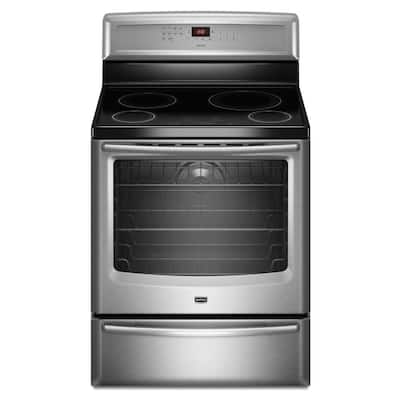 Maytag AquaLift 6.2 cu. ft. Electric Induction Range with Self-Cleaning Convection Oven with Warming Drawer in Stainless Steel MIR8890AS