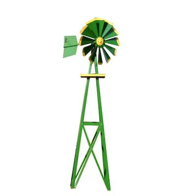  Outdoor Water Solutions Ornamental Backyard Windmill - Green & Yellow, 8ft.3in.H, Model# BYW0128 