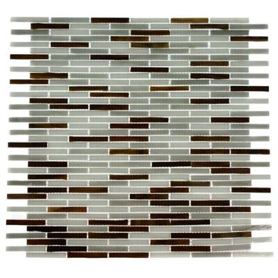 Splashback Glass Tile 12 in. x 12 in. Glass Mosaic Floor and Wall Tile MATCHSTIX CHANDARTAL RIVER