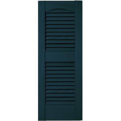 Builders Edge 12 in. x 31 in. Louvered Vinyl Exterior Shutters Pair #166 Midnight Blue
