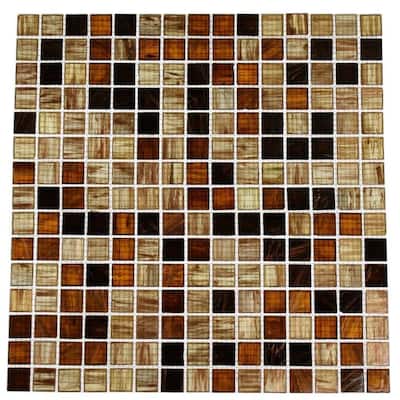 Splashback Glass Tile 12 in. x 12 in. Glass Mosaic Floor and Wall Tile LIMA BEAN
