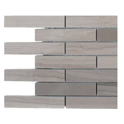 Splashback Glass Tile Athens Grey Stack Polished Marble Floor and Wall Tile - 6 in. x 6 in. Tile Sample L4A4 STONE TILE