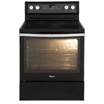 Whirlpool 6.2 cu. ft. Electric Range with Self-Cleaning Convection Oven in Black Ice WFE710H0AE