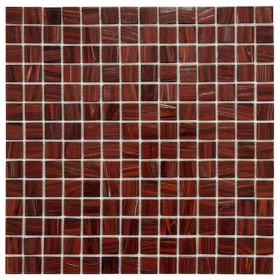 SomerTile Fused Glass 12 x 12 Glass Mosaic in Burgundy