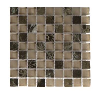 Splashback Glass Tile 6 in. x 6 in. Sample Size Namib Desert Blend Squares 1/2 in. x 1/2 in. Marble And Glass Tile Squares Sample R5C6