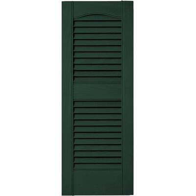 Builders Edge 12 in. x 31 in. Louvered Vinyl Exterior Shutters Pair #122 Midnight Green