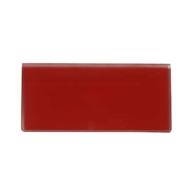 Splashback Glass Tile Contempo Lipstick Red Frosted Glass Tile - 3 in. x 6 in. Tile Sample L5B12 GLASS TILE