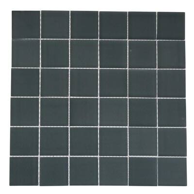 Splashback Glass Tile 12 in. x 12 in. Contempo Blue Gray Frosted Glass Tile CONTEMPOBLUEGRAYFROSTED2X2GLASSTILE