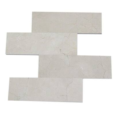 Splashback Glass Tile Crema Marfil 4 in. x 12 in. Marble Floor and Wall Tile CREMA MARFIL 4X12 MARBLE TILE