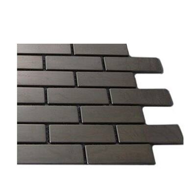 Splashback Glass Tile Stainless Steel 3/4 in. x 2 in Metal Tile Brick Pattern - 6 in. x 6 in. Tile Sample R2D3