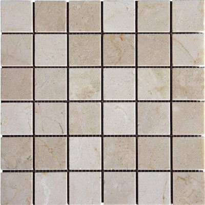 M.S. International Inc. 12 in. x 12 in. Crema Marfil Marble Mesh-Mounted Mosaic Tile SMOT-CREM-2X2-T