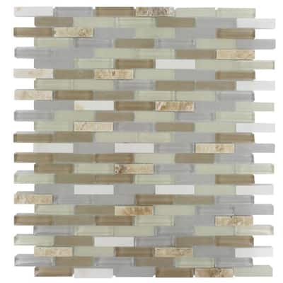 Splashback Glass Tile Cleveland Bainbridge Mini Brick 10 in. x 11 in. Mixed Materials Floor and Wall Tile