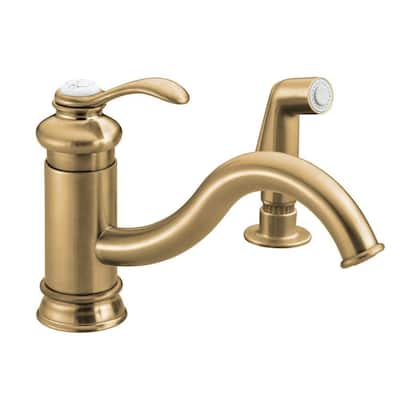 KOHLER Kitchen Faucets. Fairfax Single- Hole 1-Handle Low-Arc Kitchen Faucet with Sidespray in Vibrant Brushed Bronze