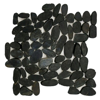 Merola Tile Riverstone Flat Black 11-3/4 in. x 11-3/4 in. Natural Stone Mosaic Floor and Wall Tile GDMFSBK