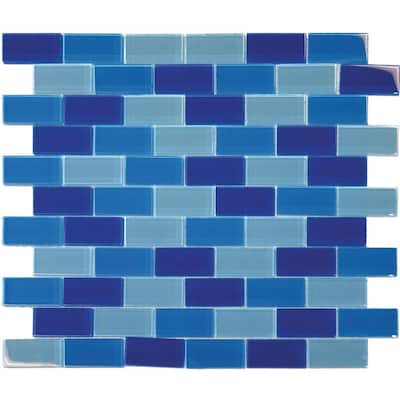 M.S. International Inc. 12 in. x 12 in. Blue Blend Mosaic Glass Floor & Wall Tile SMOT-GLSBRK-BLU