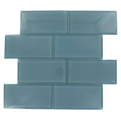 Splashback Glass Tile Contempo Turquoise Polished 3 in. x 6 in. Glass Mosaic Floor and Wall Tile CONTEMPO TURQUOISE POLISHED 3 X 6