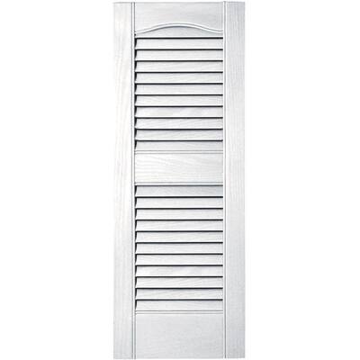 Builders Edge 12 in. x 31 in. Louvered Vinyl Exterior Shutters Pair #001 White