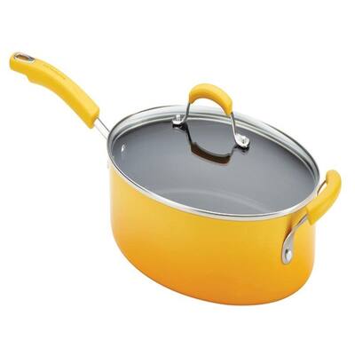 Rachael Ray Porcelain II 5-qt. Yellow Covered Saute Pan with Helper Handle